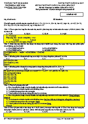 Đề thi thử THPT Quốc gia lần 1 môn Hóa học năm 2017 - Mã đề 485 - Trường THPT chuyên Đại học Vinh (Có đáp án)